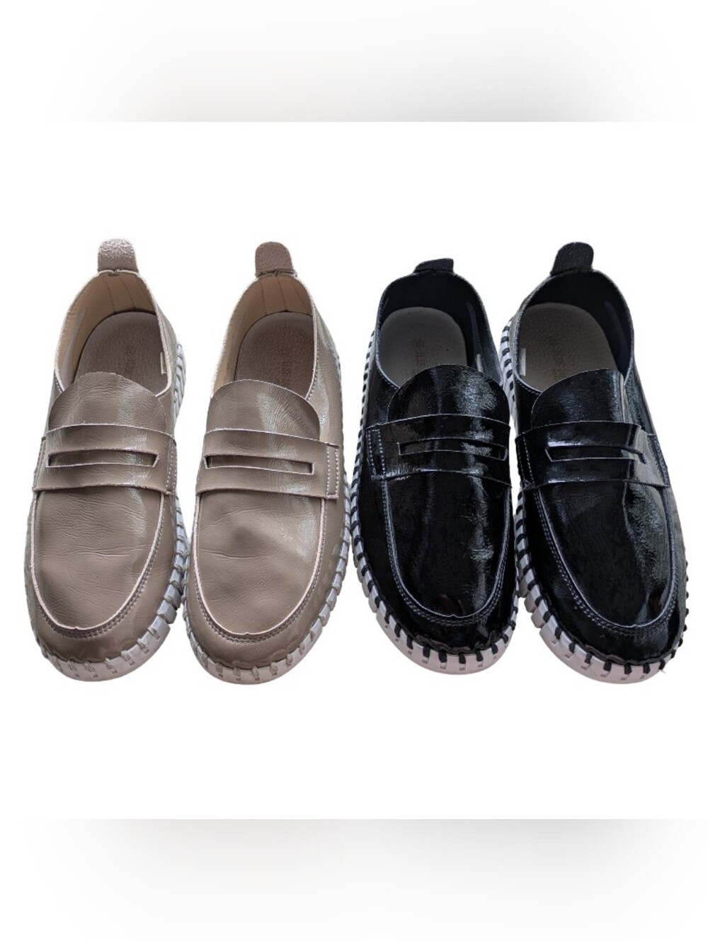 2 Pairs Ilse Jacobsen Vegan Patent Tulip Shoes 38 39 Lagenlook Academia Loafers